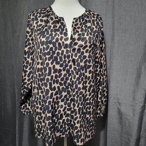 V-neck Cheetah Print Blouse 2X